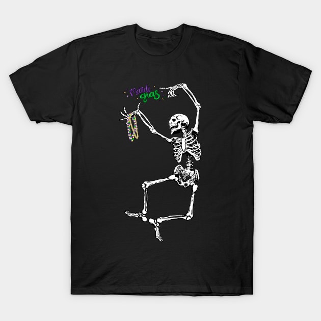 Mardi Gras Skeleton T-Shirt by Creativv Arts